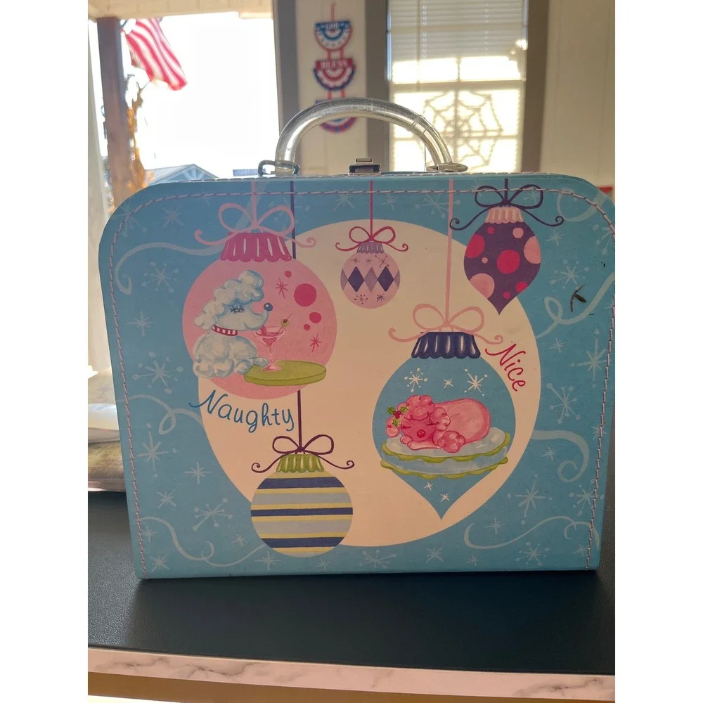 Cute‎ Blue Christmas Poodle Pig Ornament Design carry box